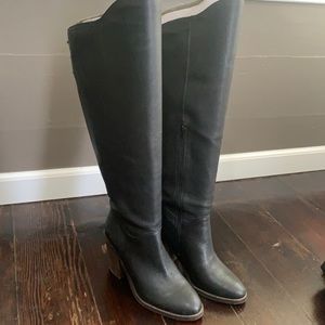 Lucky Brand Black Leather Knee High Boots